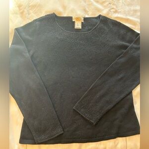 Talbots Black Beaded Silk/Cashmere Blend Sweater